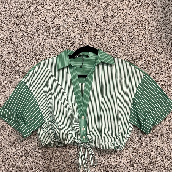 Zara Contrasting striped poplin shirt - Picture 2 of 3
